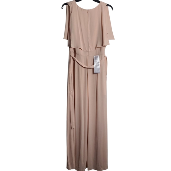 BCBGMAXAZRIA NWT Slit Sleeve Overlay Gown in Bare Pink Size 10 - Picture 10 of 16
